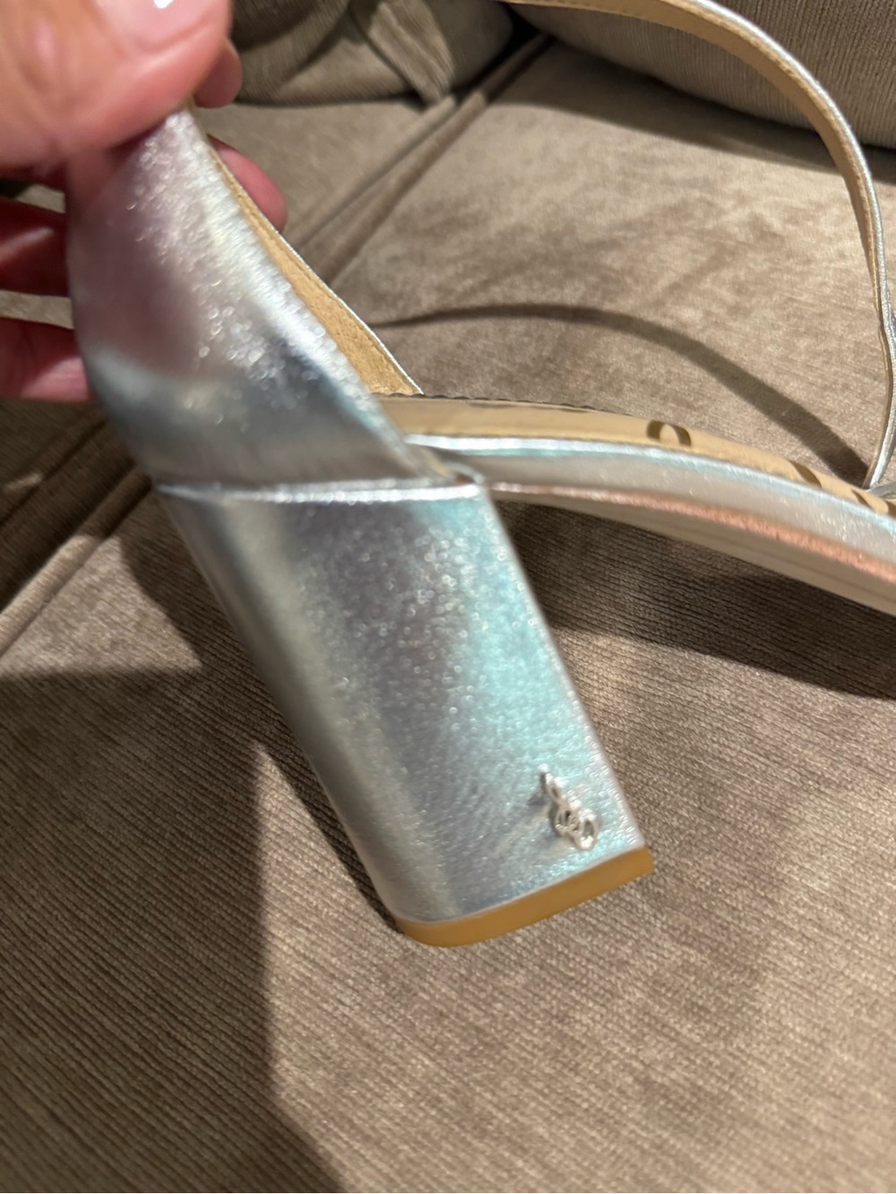 Sam Edelman Silver Metallic Block Heel Sandals